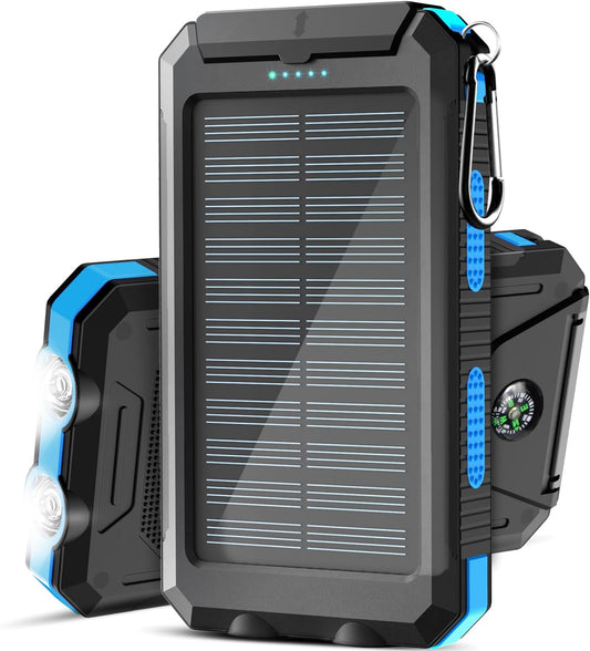 Solar Charger,38800Mah Solar Power Bank, Waterproof External Backup Battery Power Pack with USB C Input/Output/Led Flashlights Compatible with Iphone, Samsung, Ipad, Suitable for Outdoor, Camping