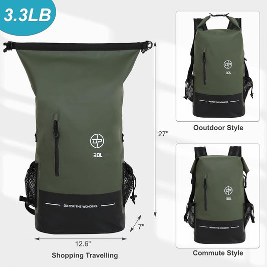Adventure-Ready 30L Dry Bag – Waterproof & Submersible for All Outdoors
