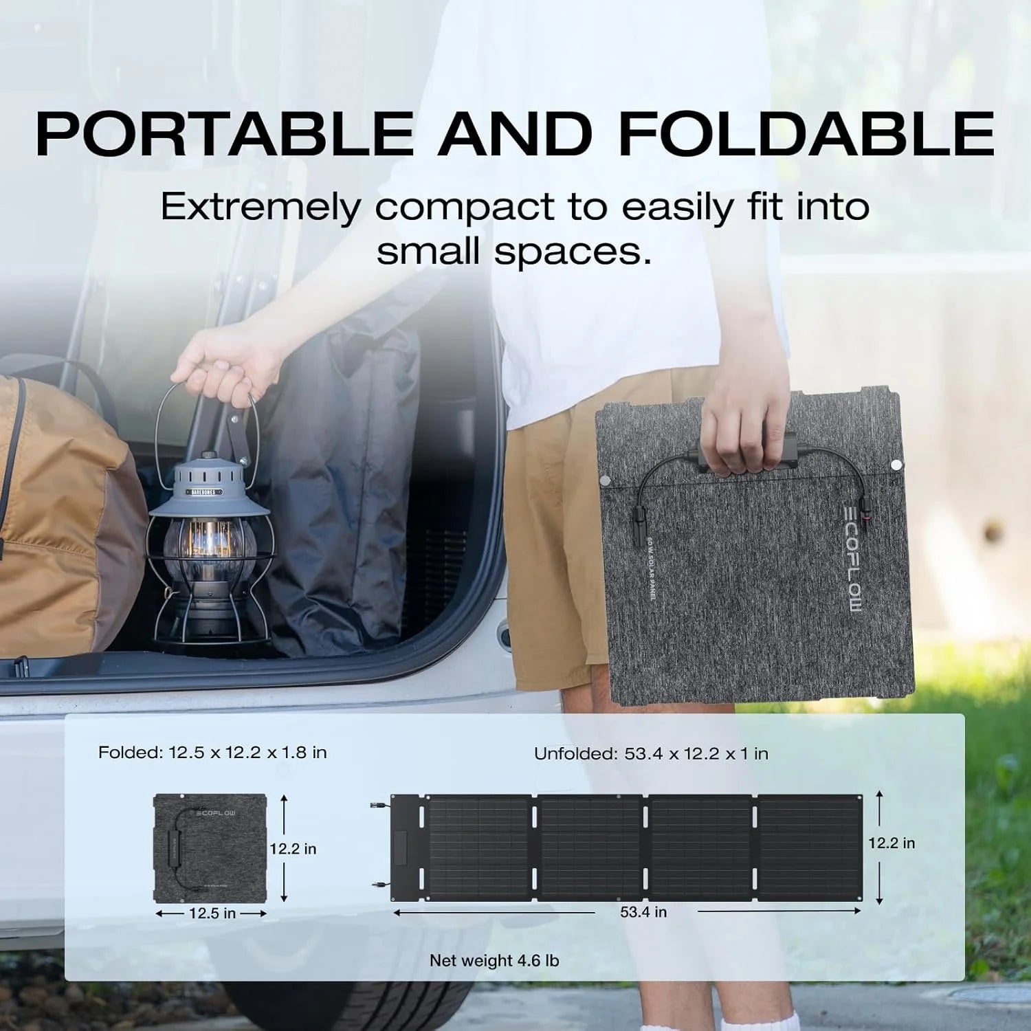 60W Portable Solar Panel for Power Station, Foldable Solar Charger with Adjustable Kickstand, Waterproof IP67 for Outdoor Camping,Rv,Off Grid System