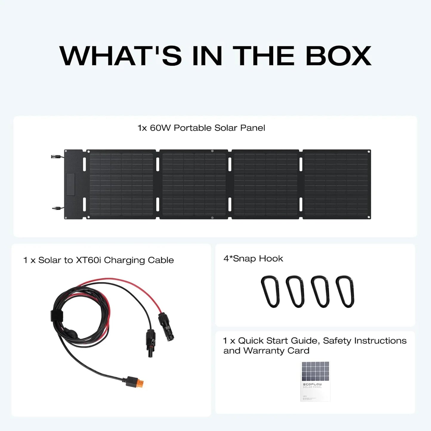 60W Portable Solar Panel for Power Station, Foldable Solar Charger with Adjustable Kickstand, Waterproof IP67 for Outdoor Camping,Rv,Off Grid System
